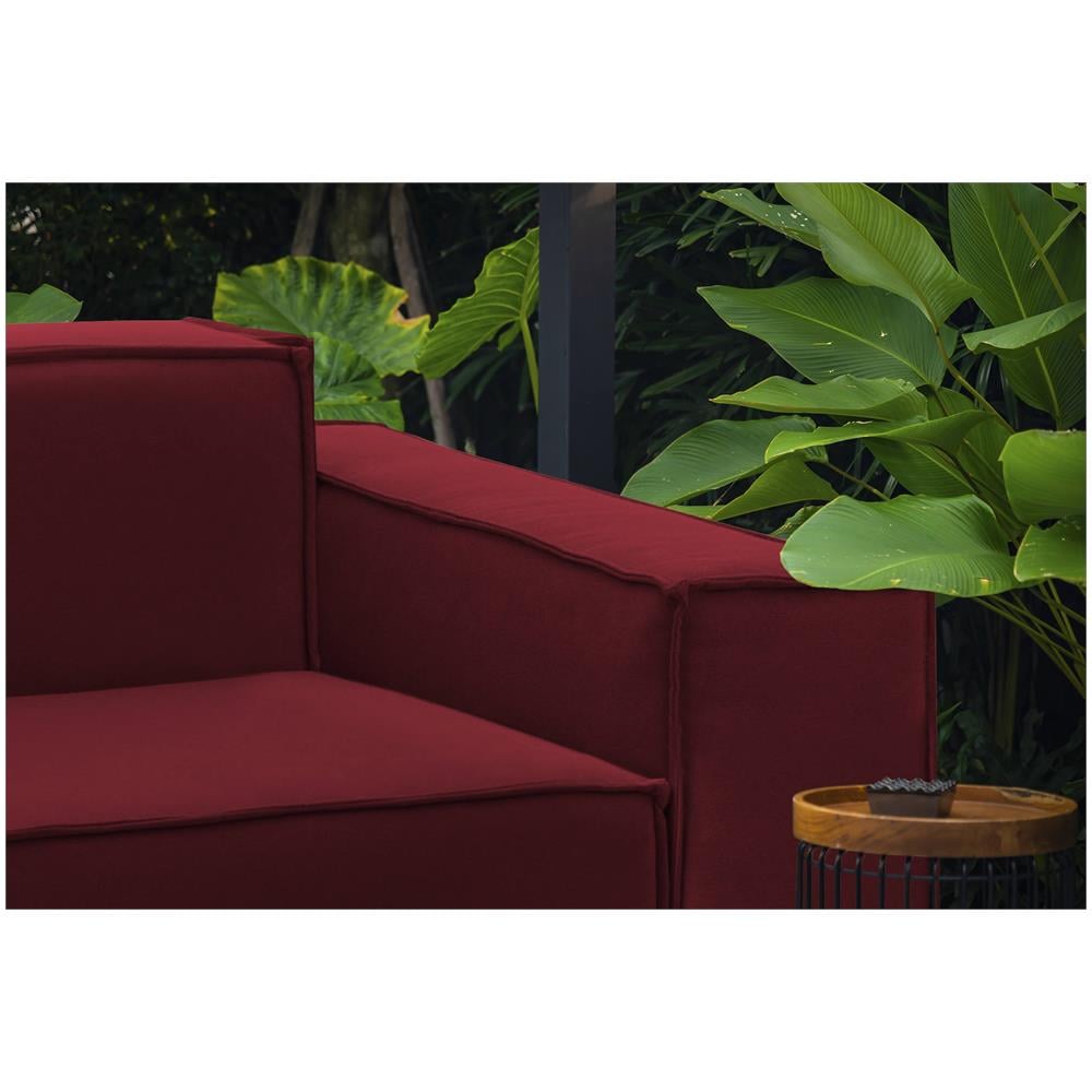 Poltrona Emanuela, Poltrona Da Salotto, 100% Made In Italy, Poltroncina Relax In Tessuto Imbottito, Cm 140x95h70, Rosso - Foto 4