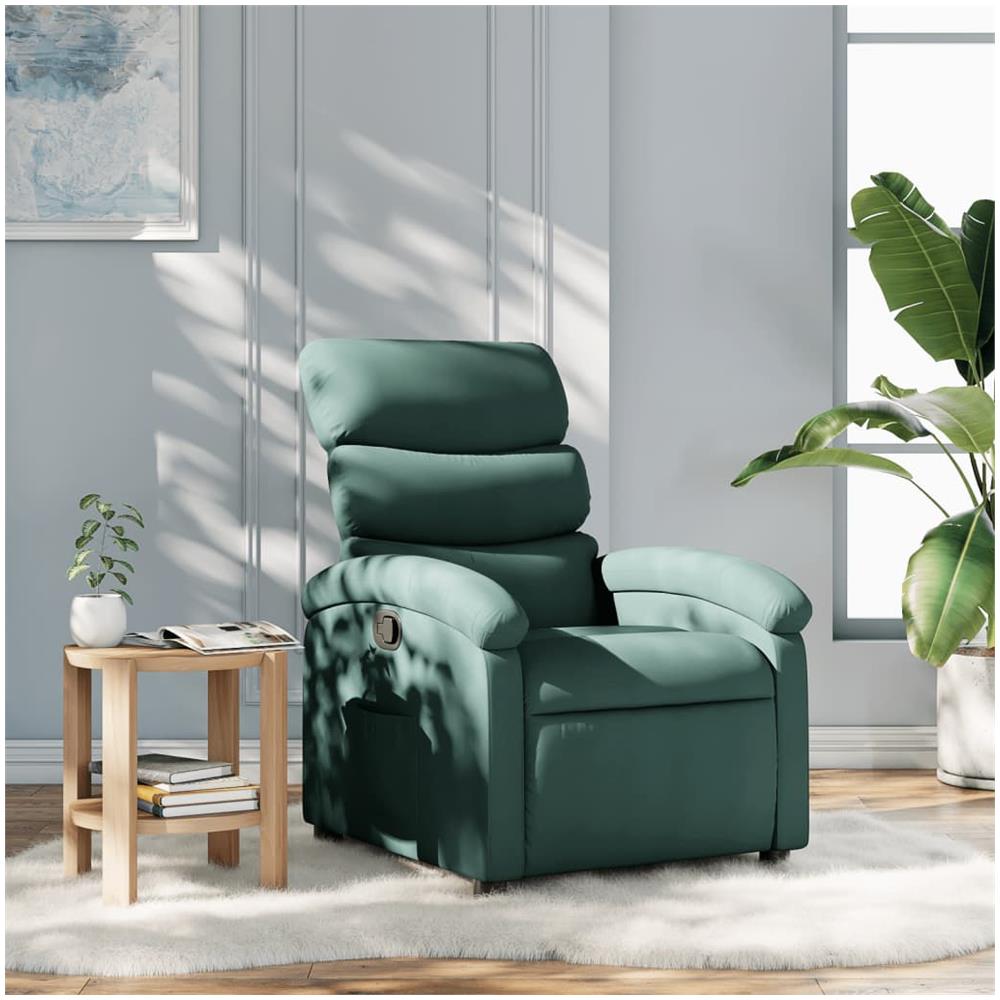 Poltrona Reclinabile In Tessuto Verde Scuro - Foto 1