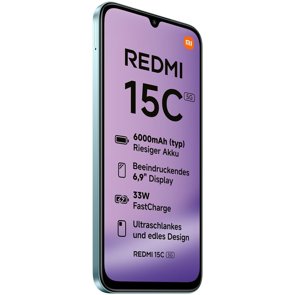 Redmi 15C 5G 128GB 4GB Ram Display 6.9” Main Camera 50 MP f / 1.8 Dual nanoSim USB Type-C Dimensity 6300 6000mAh Mint Green - Foto 7