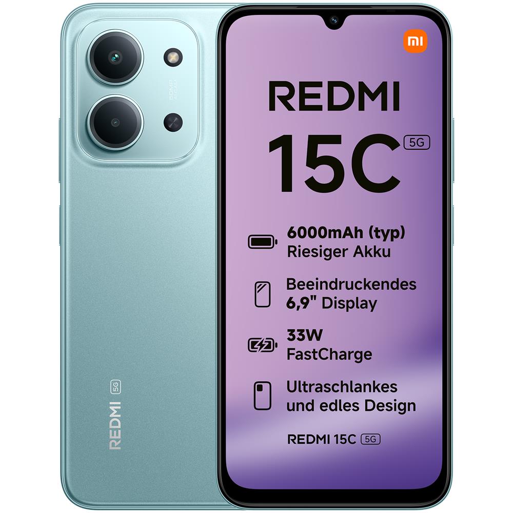 Redmi 15C 5G 128GB 4GB Ram Display 6.9” Main Camera 50 MP f / 1.8 Dual nanoSim USB Type-C Dimensity 6300 6000mAh Mint Green - Foto 1