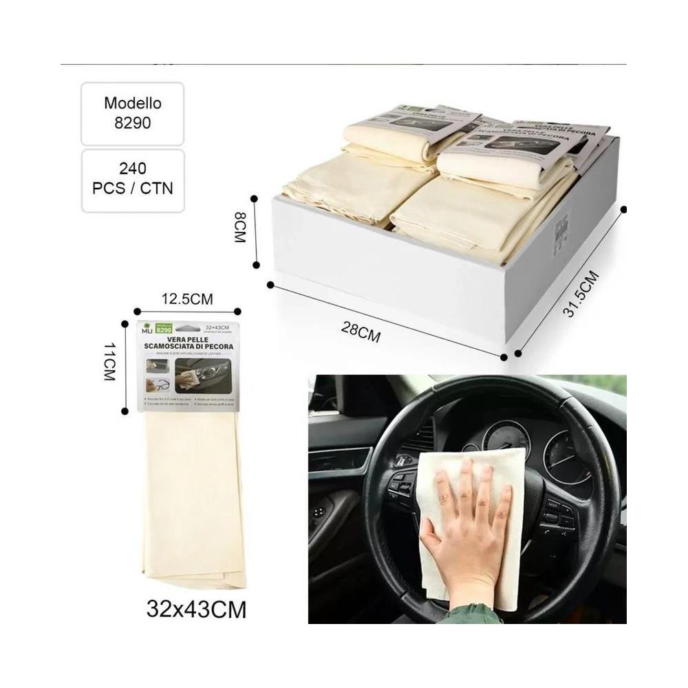 Vera Pelle Di Daino Panno Scamosciato 32x43 Cm Vetro Vetri Auto Asciuga Pulisce - Foto 3