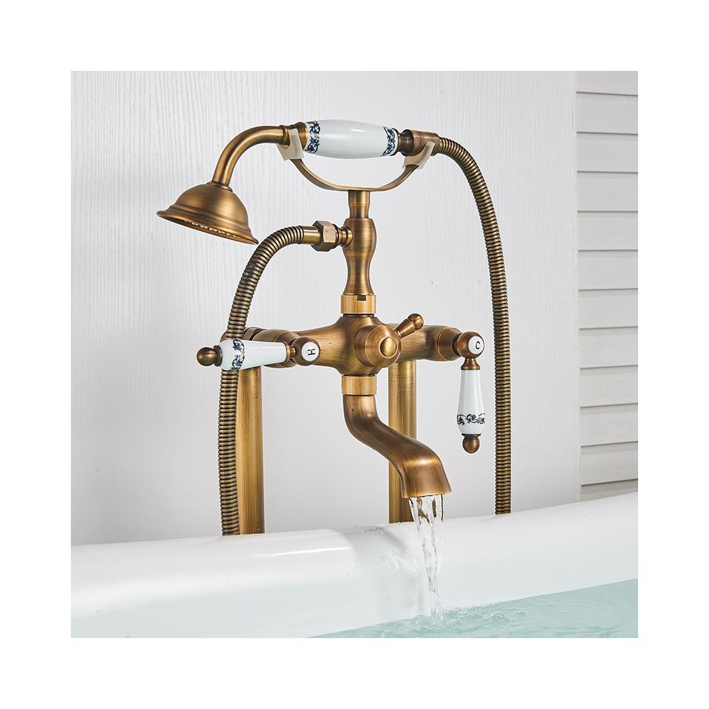 Rubinetto per vasca da bagno indipendente, Blackswan, tipo M40.1 in ceramica, modello bronzo antico, misura 100 cm - Foto 2