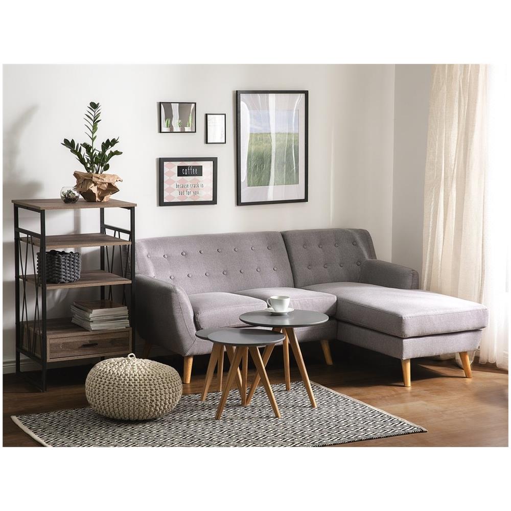 Divano Angolare Con Penisola In Tessuto Grigio Chiaro Motala - Foto 2