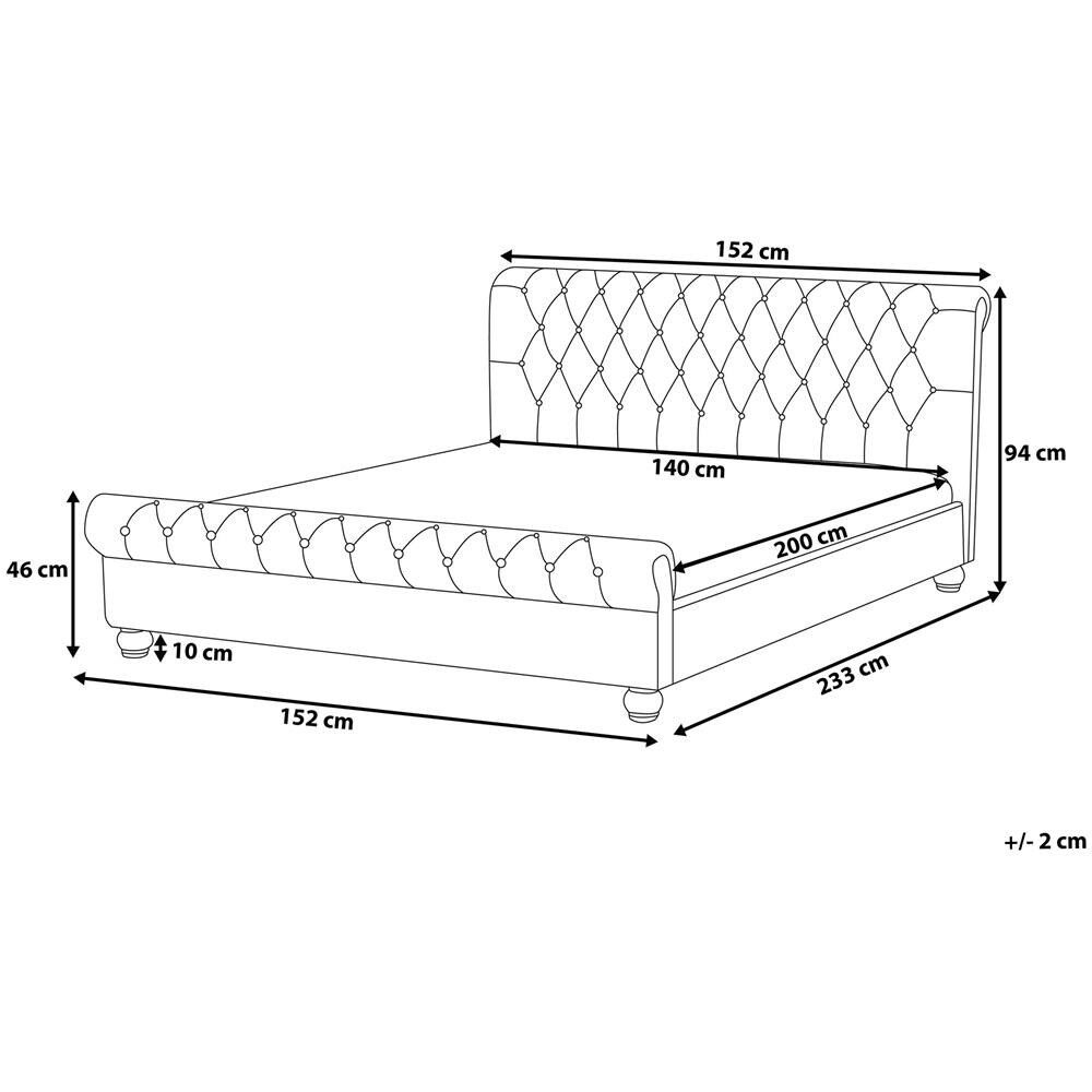 Letto Matrimoniale In Tessuto Grigio Chiaro In Stile Chesterfield 140x200 Cm Avallon - Foto 2