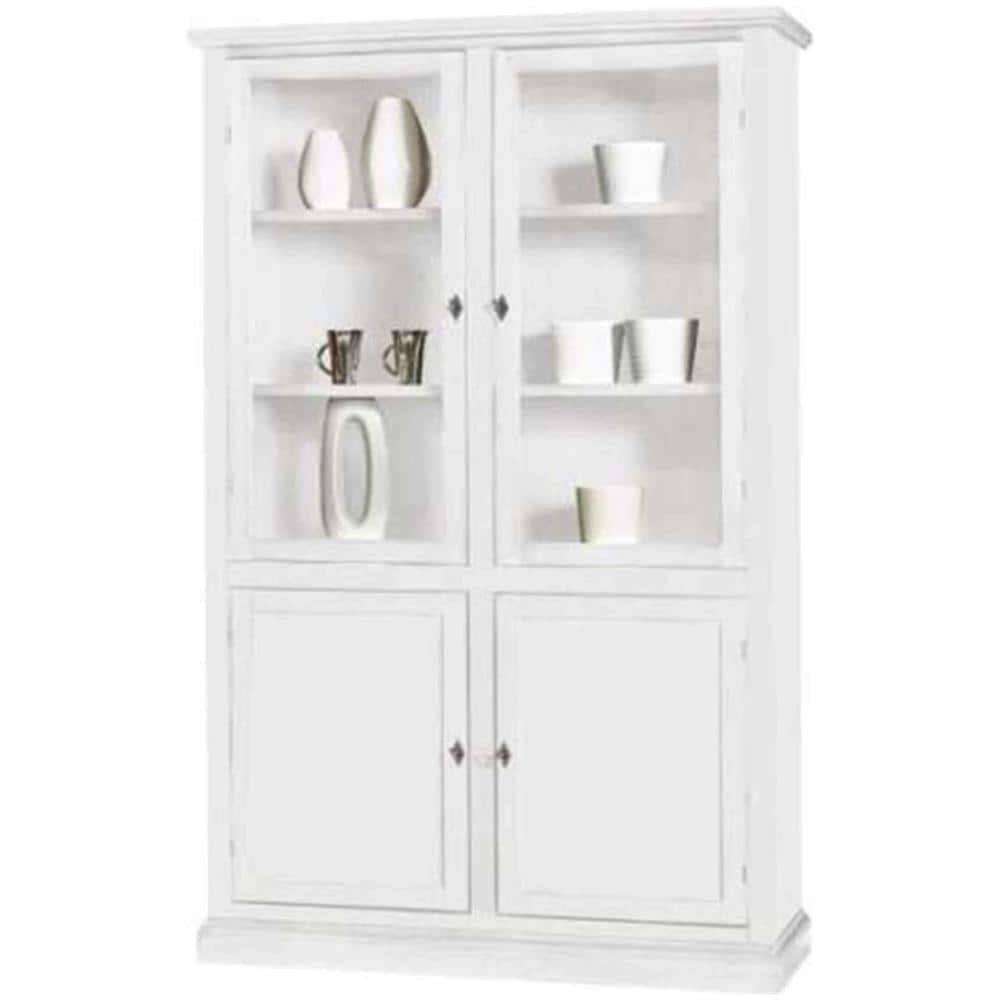 Danielle - Mobile Con Vetrina In Legno Massello Cm 120 X 41 X 187 H - Foto 2