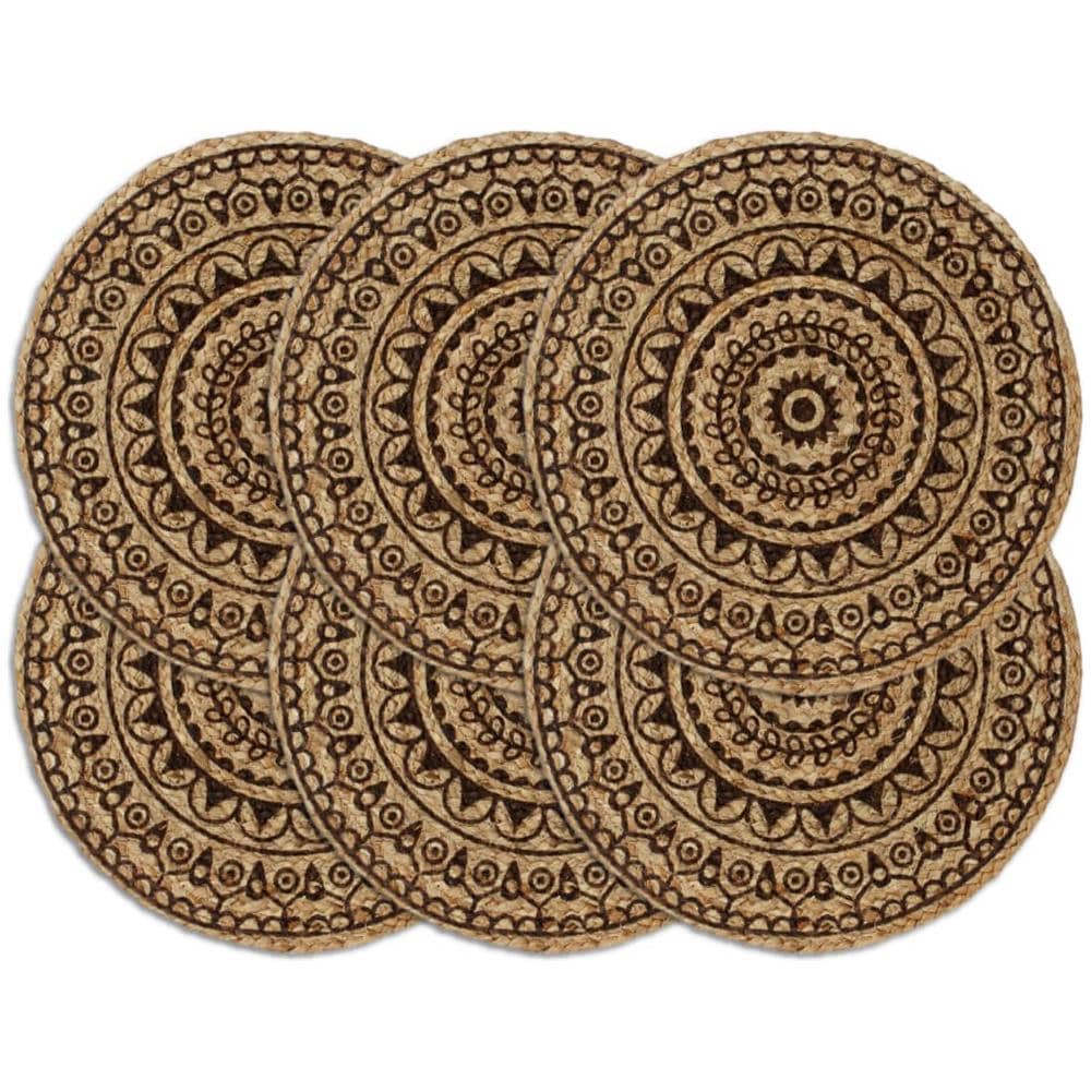 Tovagliette 6 Pz Marrone Scuro 38cm Rotonde In Juta - Foto 1