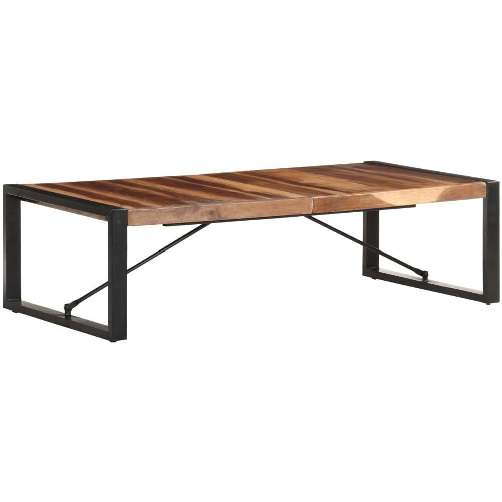 Tavolino 140x70x40 Cm In Legno Massello Con Finitura Sheesham - Foto 8