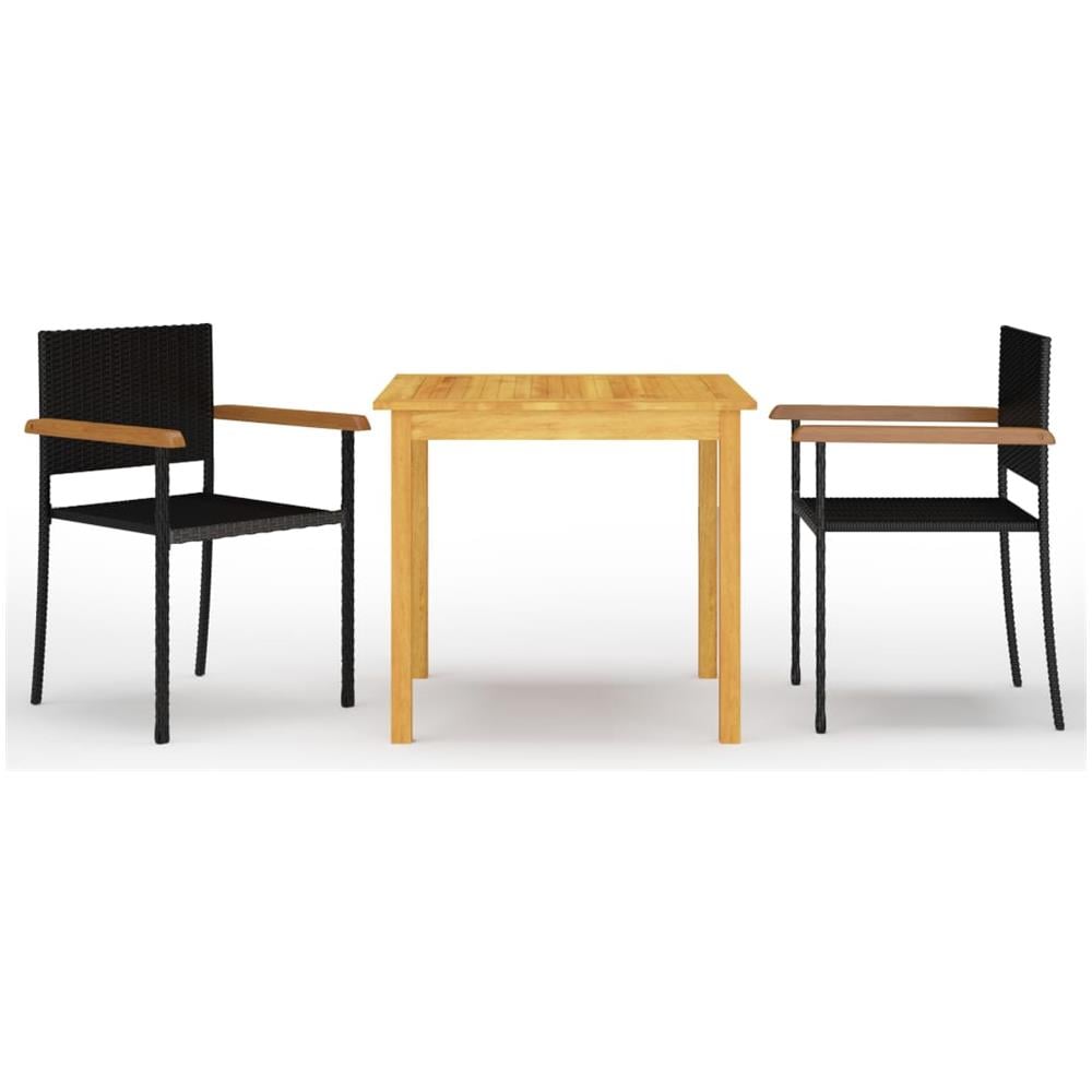 Set Mobili da Pranzo per Giardino 3 pz Nero - Foto 1