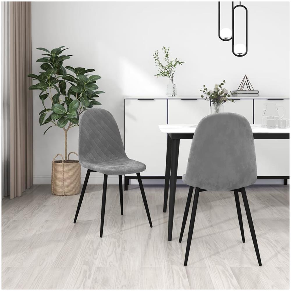 Sedie Da Pranzo 2 Pz Grigio Chiaro In Velluto - Foto 3