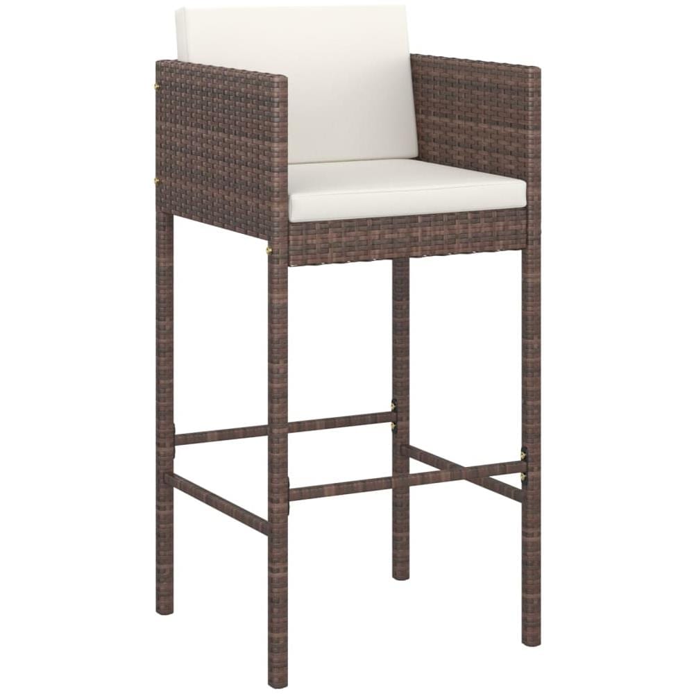 Set Bar Da Giardino 3 Pz Con Cuscini Polyrattan Marrone - Foto 1