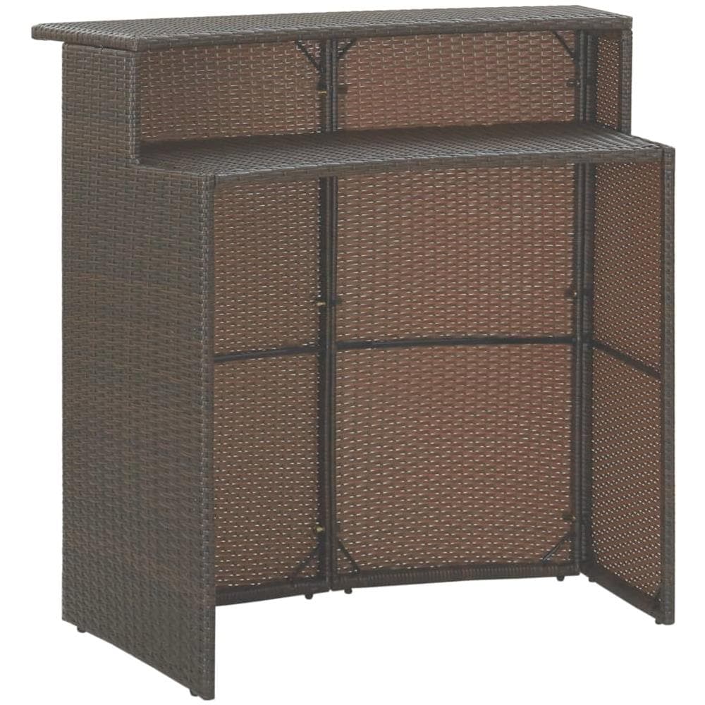Set Bar Da Giardino 3 Pz Con Cuscini Polyrattan Marrone - Foto 2