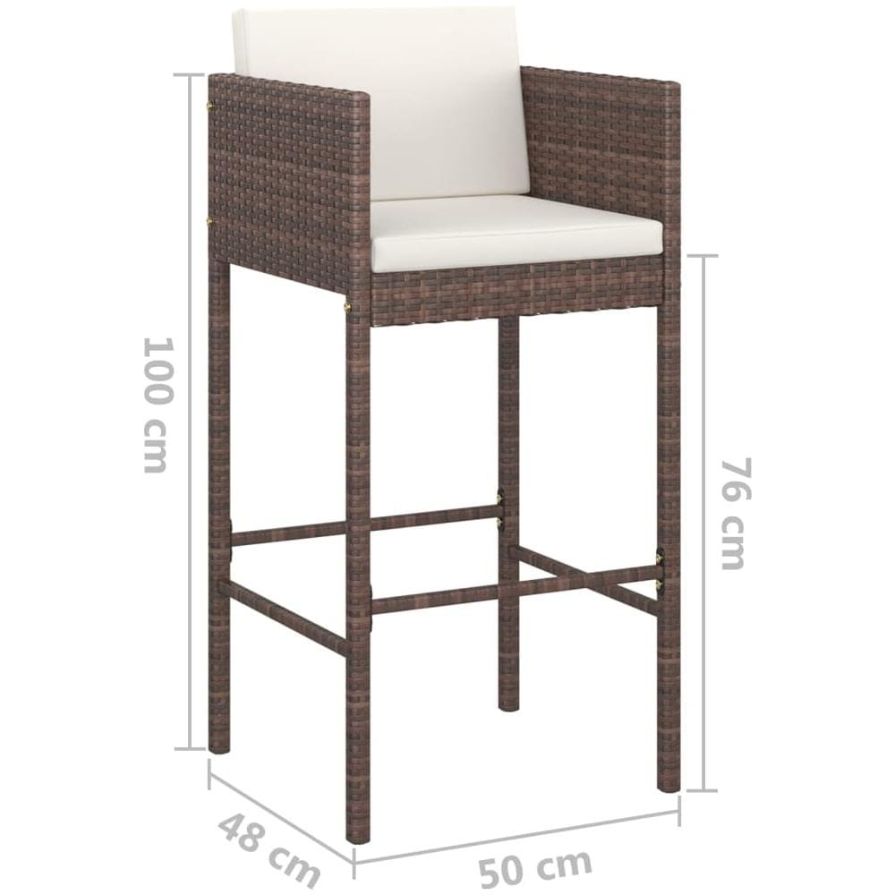 Set Bar Da Giardino 3 Pz Con Cuscini Polyrattan Marrone - Foto 3