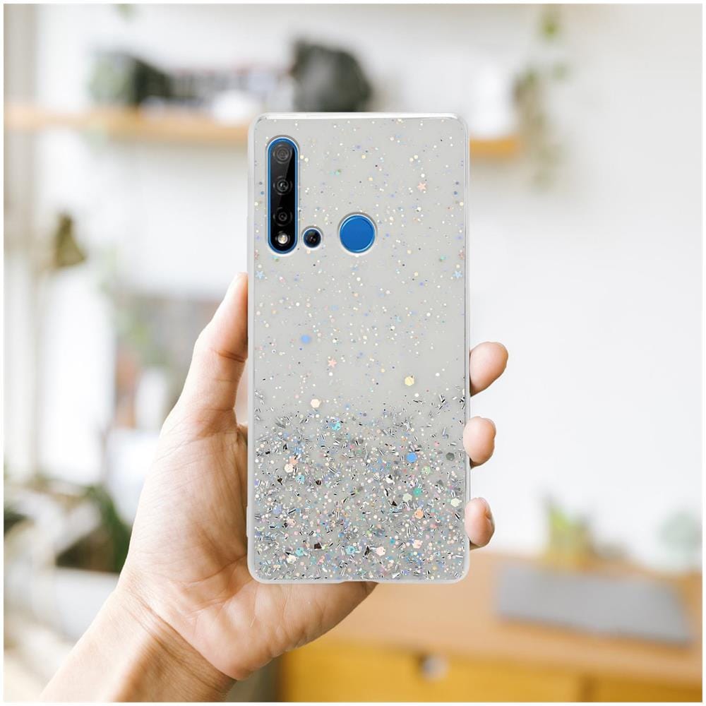 Custodia Compatibile Con Huawei Nova 5i / P20 Lite 2019 In Trasparente Con Glitter - Coperchio Protettivo In Silicone Tpu Flessibile Con Glitter Scintillanti - Foto 8