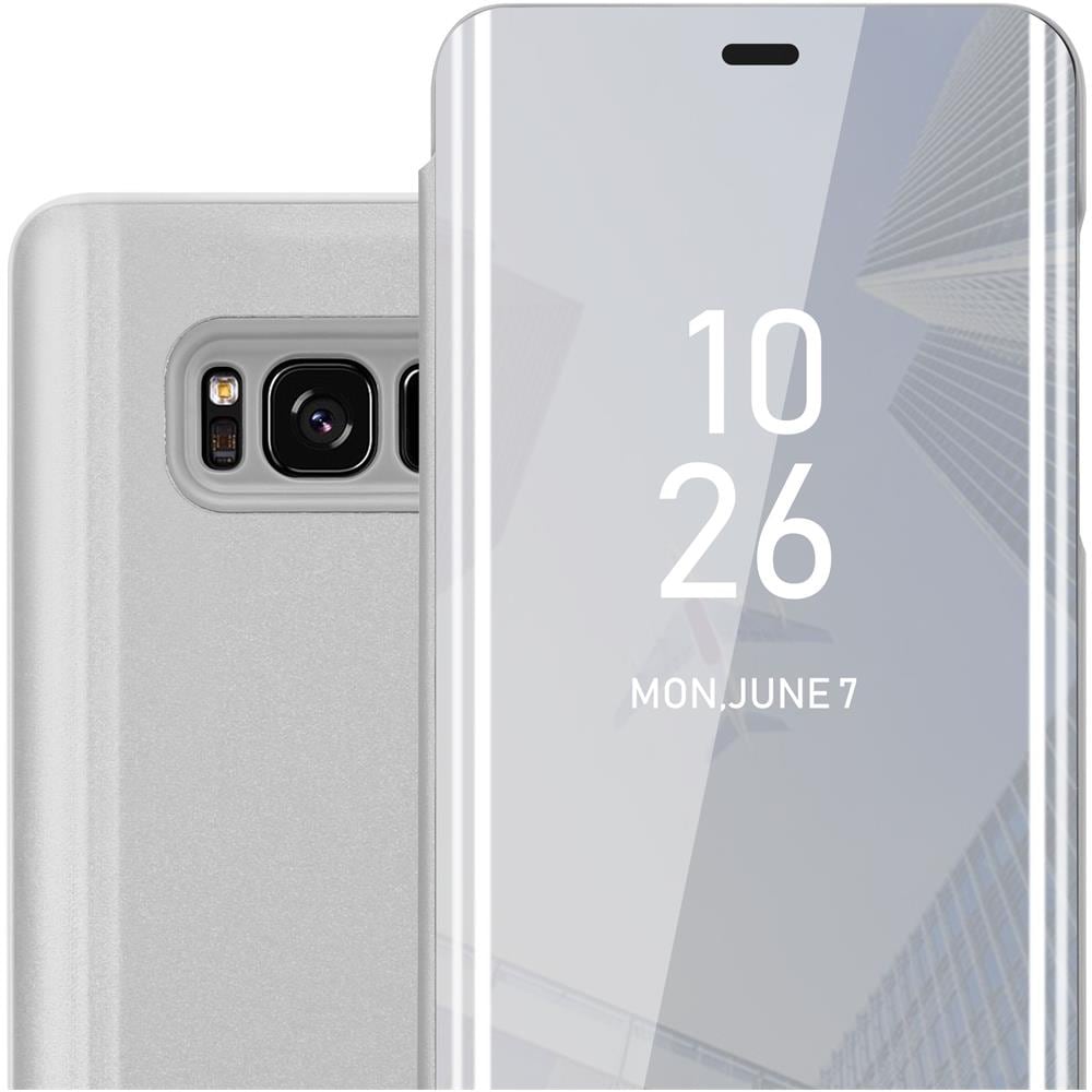 Custodia Compatibile Con Samsung Galaxy S8 Plus In Agata Argento - Clear View Specchio Coperchio Protettivo Con Funzione Di Supporto Protezione A 360 Gradi - Foto 1