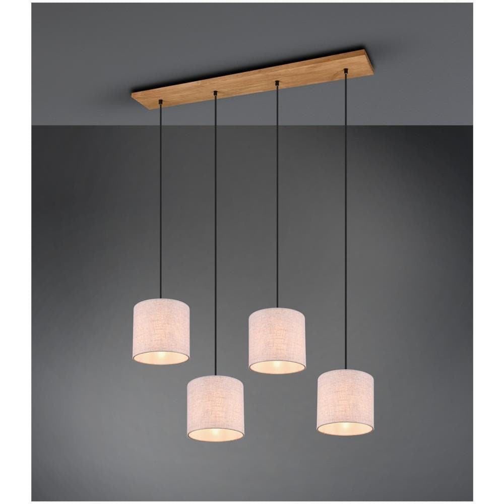 Elmau Sospensione Legno Con 4 Paralumi Sabbia L. 100cm - Foto 1