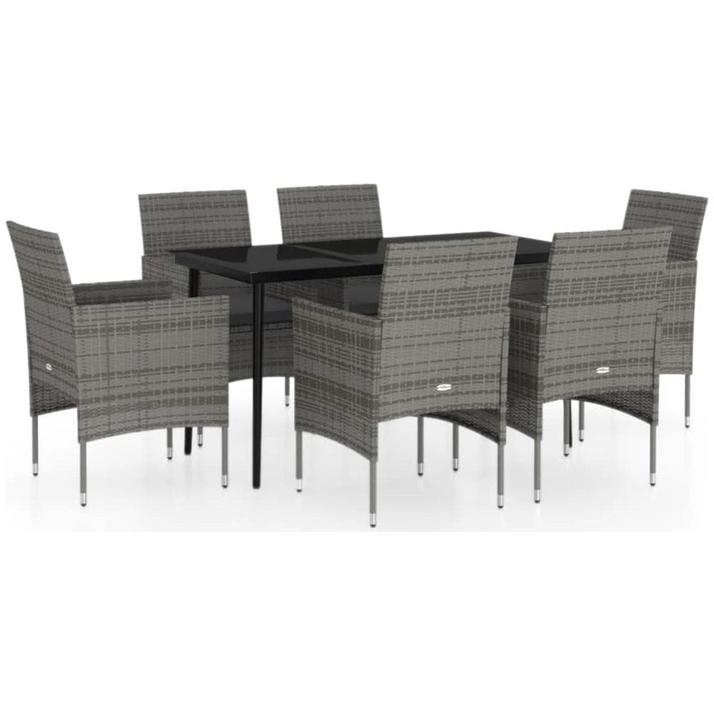 Set Da Pranzo Da Giardino Grigio 7 Pz Con Cuscini - Foto 2