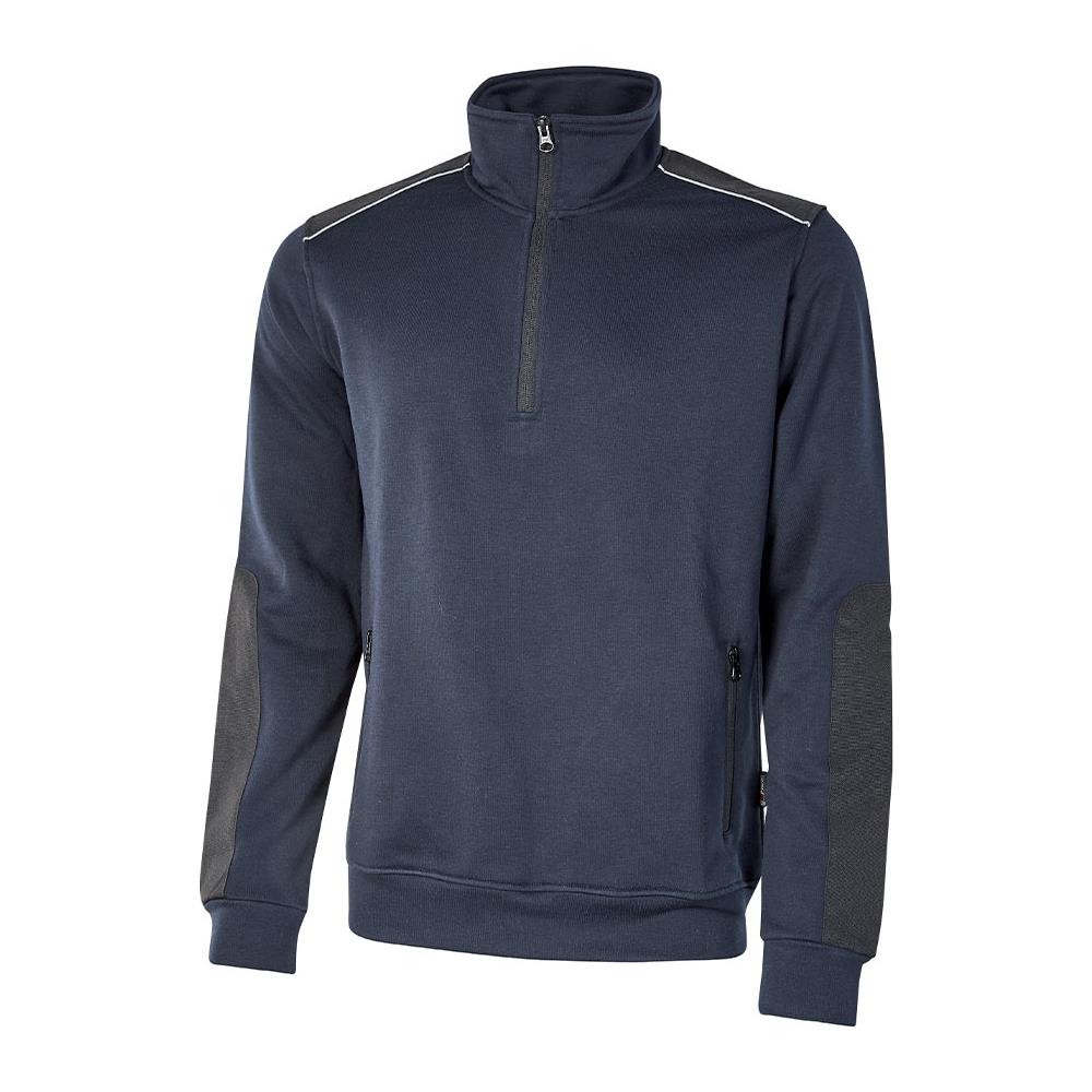 Upower Cushy Felpa Maglia Manica Lunga Da Lavoro A Mezza Zip Felpata In Cotone Colore Deep Blue Tg. S - Foto 1
