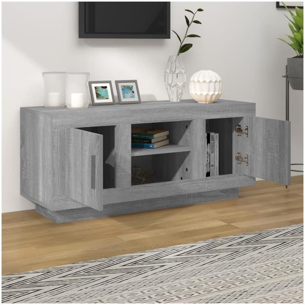Mobile Tv Grigio Sonoma 102x35x45 Cm In Legno Multistrato - Foto 7