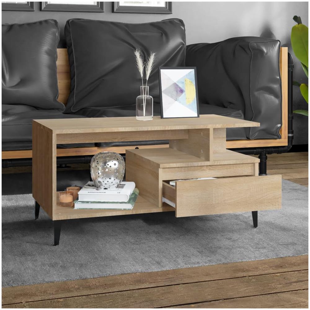 Tavolino Da Salotto Rovere Sonoma 90x49x45 Cm Legno Multistrato - Foto 3