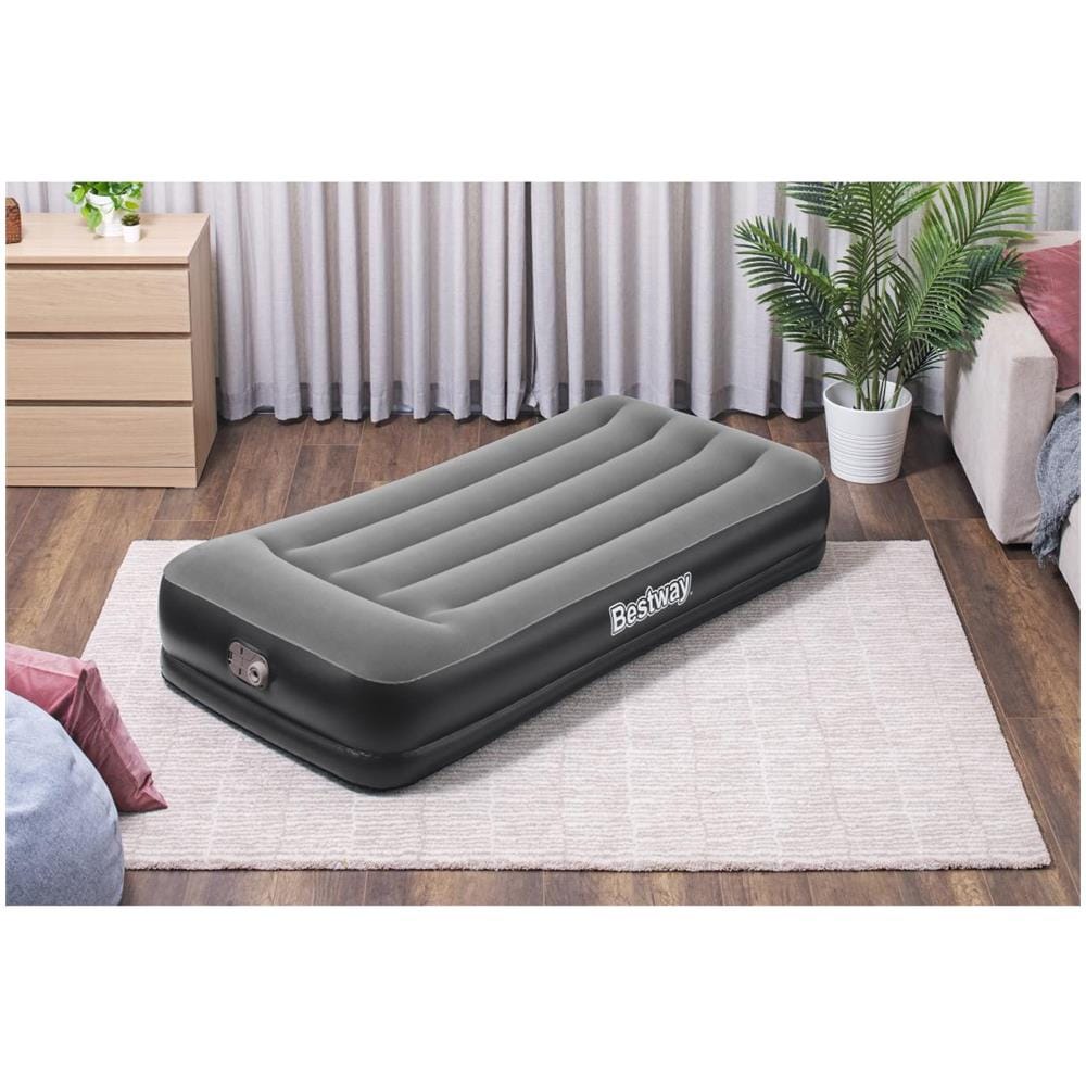 Materasso 1 Piazza 90 X 190 Cm Gonfiabile Nero E Grigio Sp. 36 Cm - Takiti Di - Foto 1