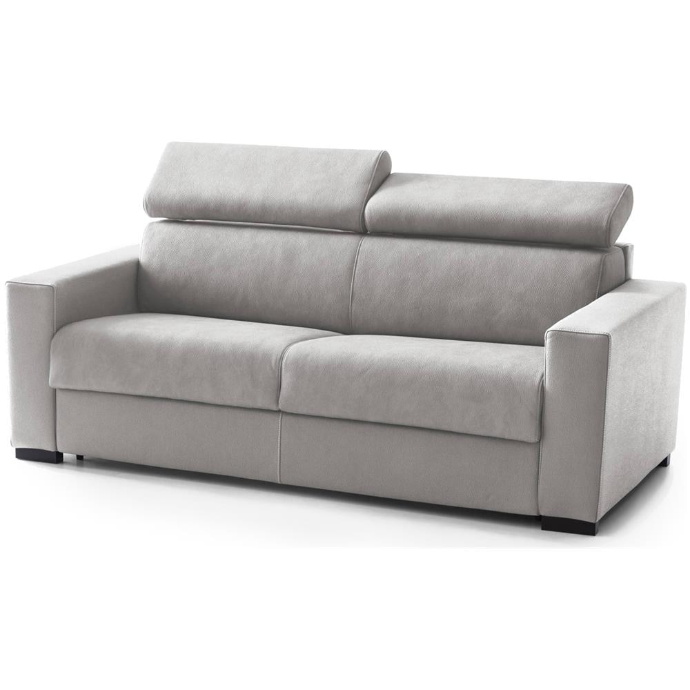 Divano Letto Aisha, Divano A 3 Posti, 100% Made In Italy, Sofà Soggiorno Con Apertura Girevole, Con Poggiatesta Regolabili E Braccioli Slim, Cm 200x95h85, Grigio - Foto 2