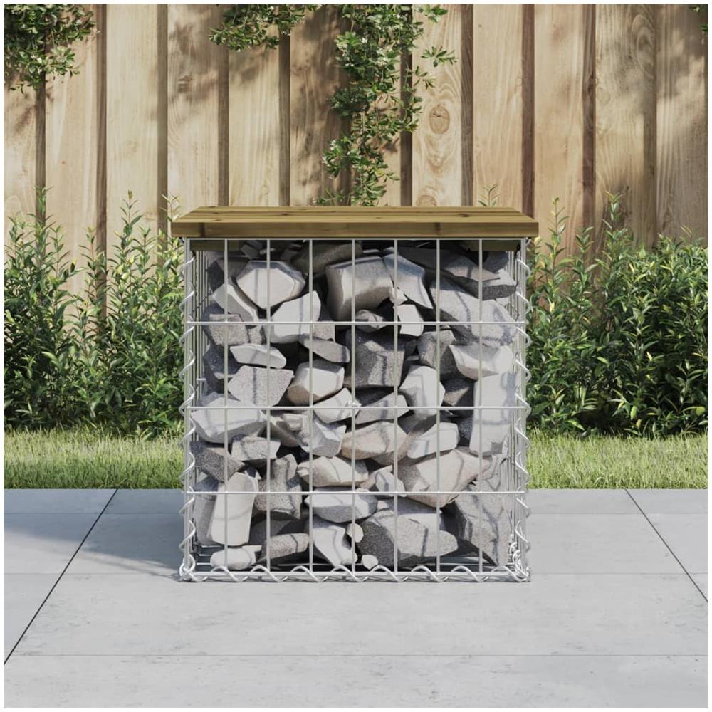 Panca da Giardino Design Gabbione 43x44x42 cm Pino Impregnato - Foto 1