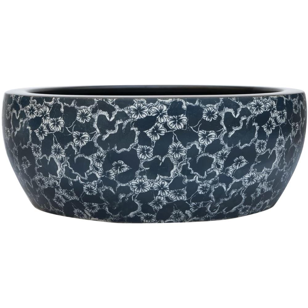 Lavabo Da Appoggio Nero E Blu Rotondo F41x14 Cm Ceramica - Foto 2