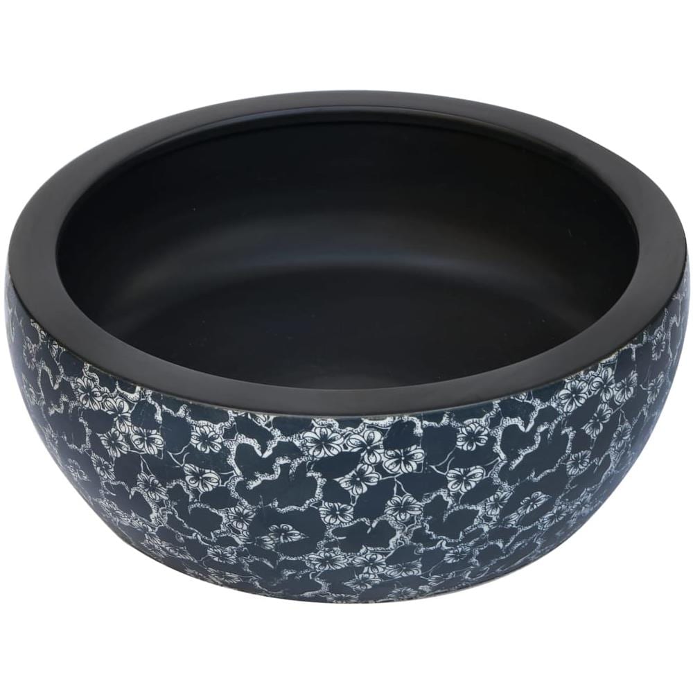 Lavabo Da Appoggio Nero E Blu Rotondo F41x14 Cm Ceramica - Foto 3