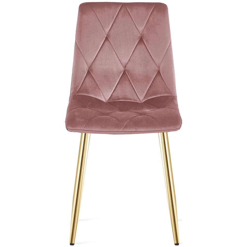 Sedia imbottita in velluto rosa TYRA con gambe dorate - Foto 2
