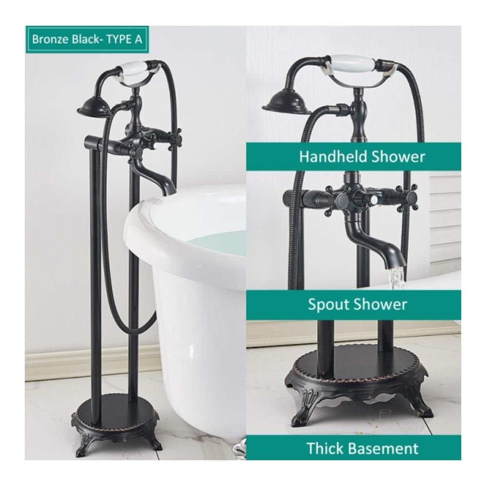Rubinetto per vasca da bagno indipendente, Blackswan, tipo M36 in ceramica, modello nero anticato, misura 94 cm - Foto 4