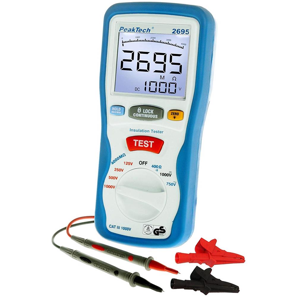 Peak Tech Misuratore Digitale Isolamento 4000ã? â mohmã? â ã¢â? ¬â? ? ã? â 125ã? â v / 250ã? â v / 500ã? â v / 1000ã? â v Tensione Di Provaã? â ã¢â? ¬â? ? ã? â con Multimetro, 1ã? â pezzi, P 2695 - Foto 2
