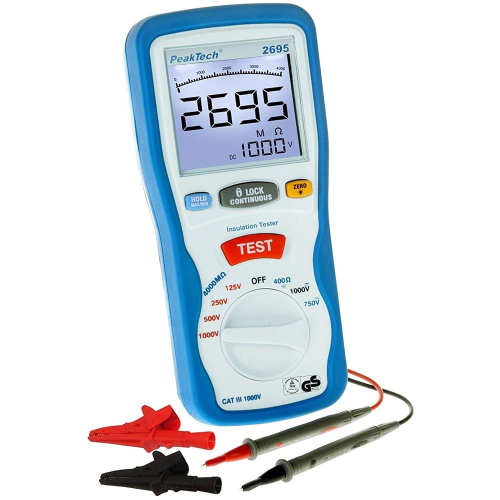 Peak Tech Misuratore Digitale Isolamento 4000ã? â mohmã? â ã¢â? ¬â? ? ã? â 125ã? â v / 250ã? â v / 500ã? â v / 1000ã? â v Tensione Di Provaã? â ã¢â? ¬â? ? ã? â con Multimetro, 1ã? â pezzi, P 2695 - Foto 1