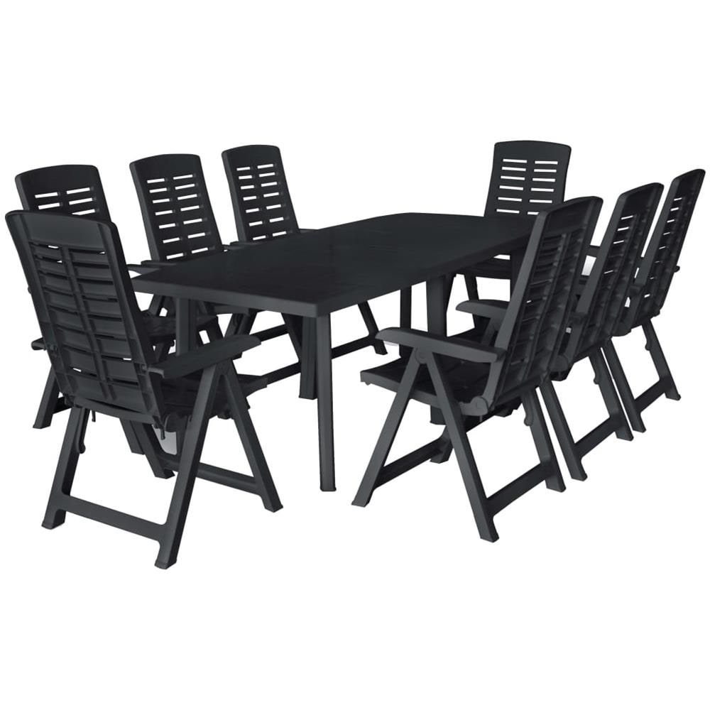 Set Da Pranzo Da Giardino 9 Pz In Plastica Antracite - Foto 1