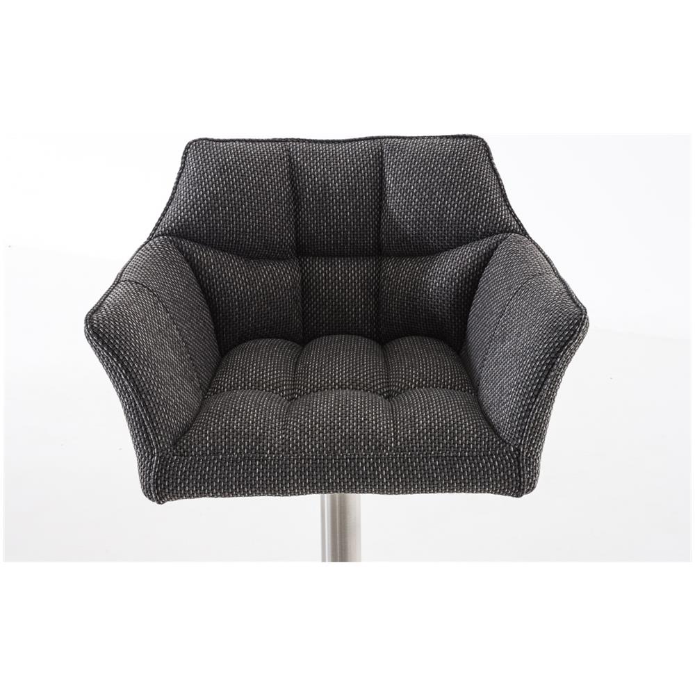 Sgabello Alto Bar Damaso I Sgabello Design Cucina Trapuntato in Tessuto con Braccioli E Schienale Imbottiti l Sedia Sgabello Bar Pub con Poggiapiedi Grigio Titanio Acciaio Inox - Foto 5