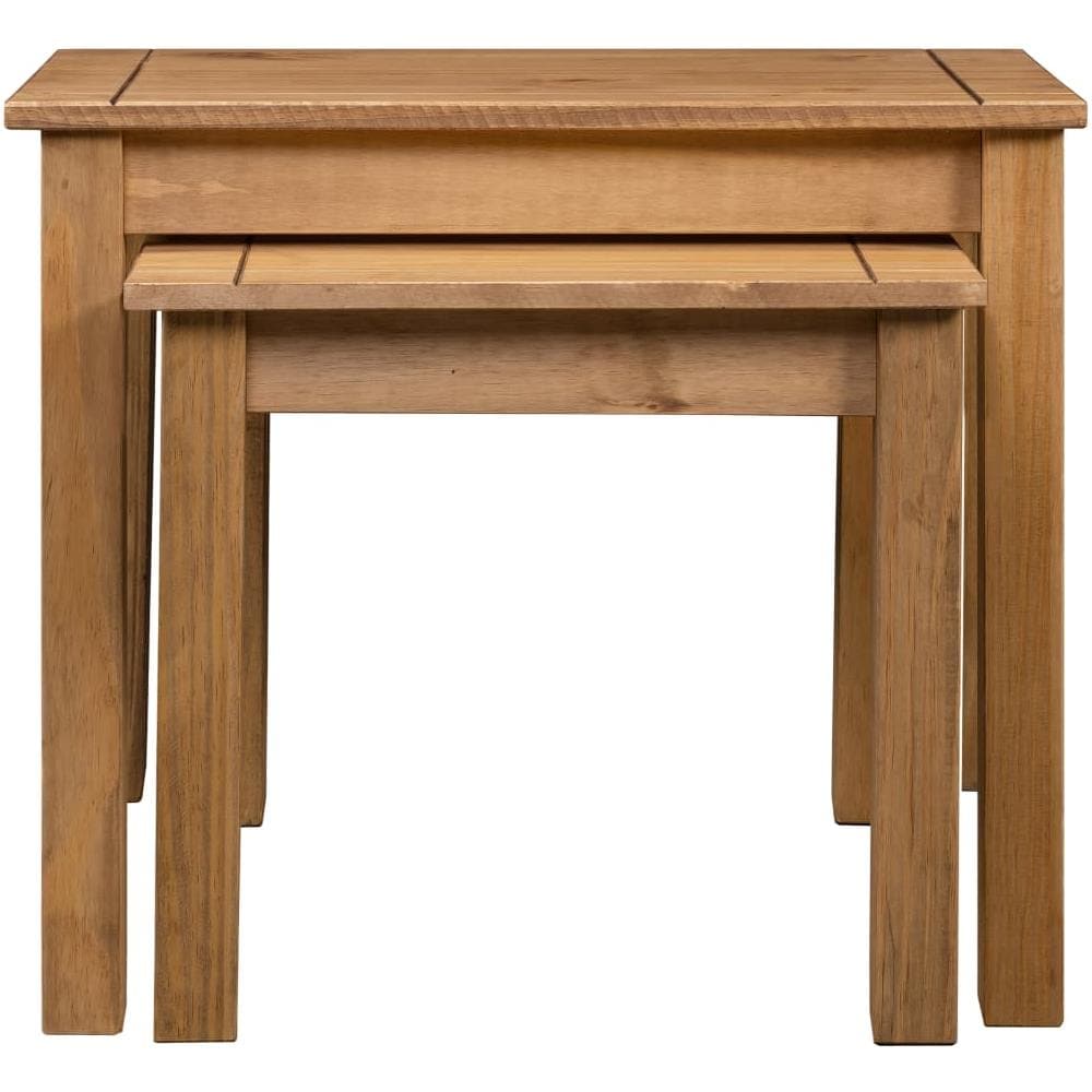 Tavolini Impilabili 2 Pz In Legno Massello Di Pino Panama - Foto 2