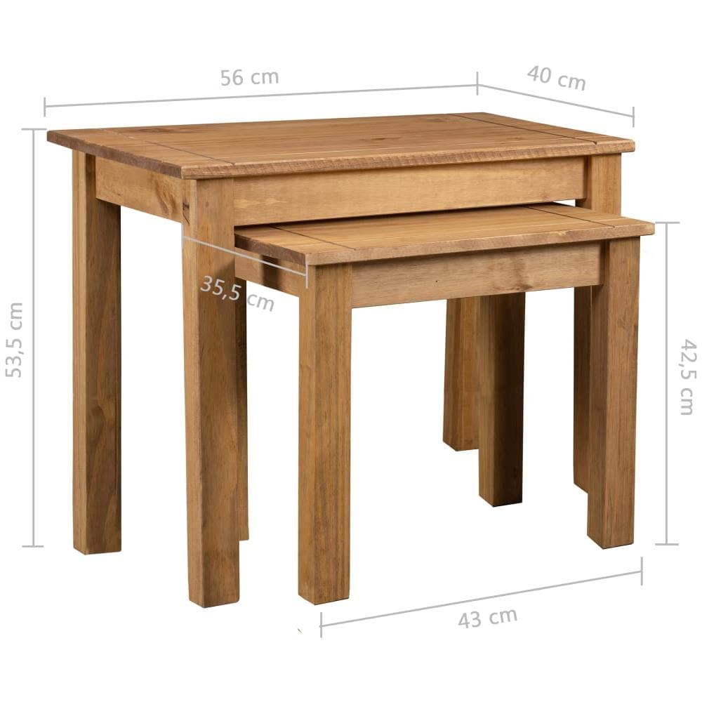 Tavolini Impilabili 2 Pz In Legno Massello Di Pino Panama - Foto 6