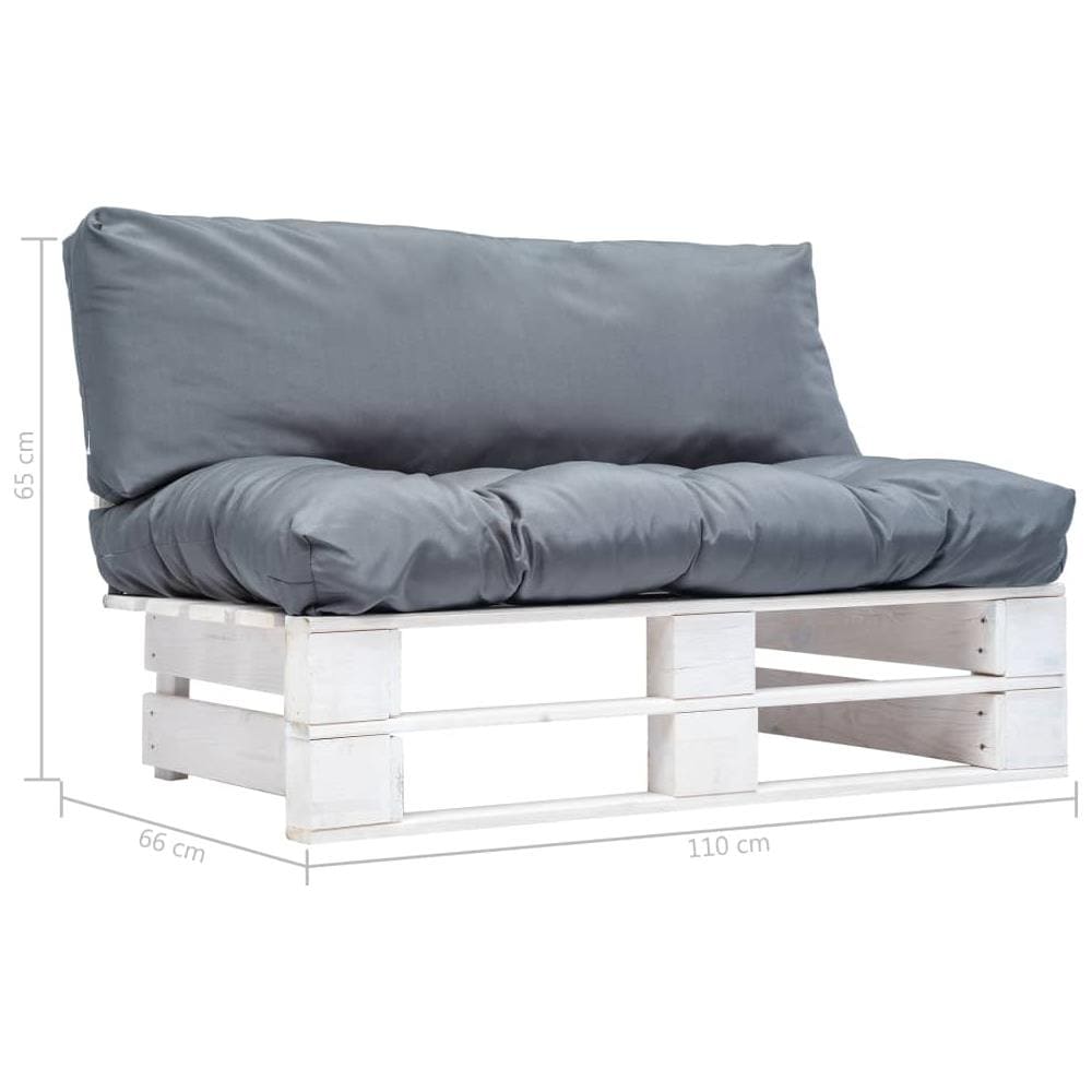 Divano Da Giardino A Pallet E Cuscini Grigi Legno Di Pino - Foto 3