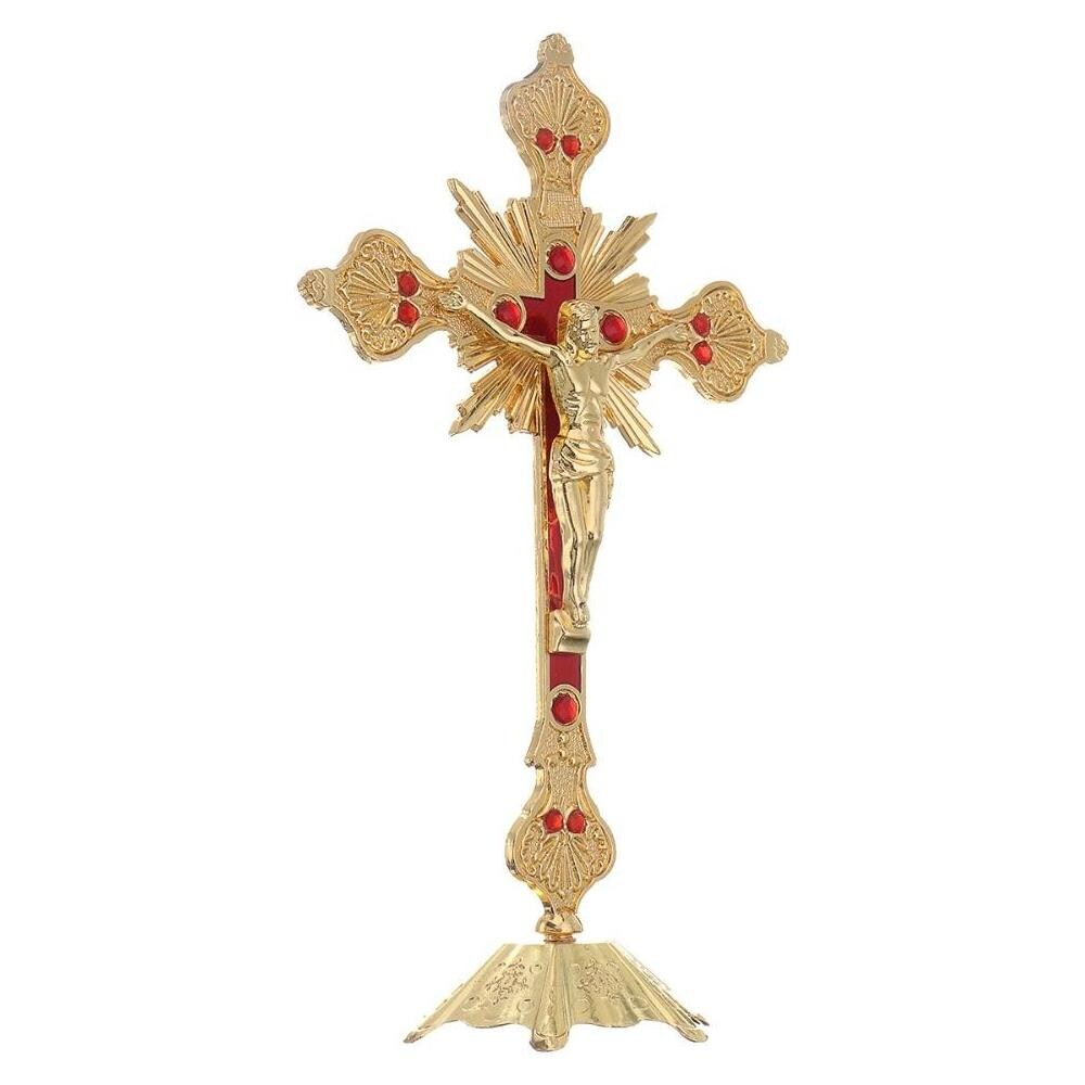 XIAOSHA 1 Croce di Gesù Cristo Decorata con Diamanti Figure reliquiario del crocifisso della Chiesa Preghiera di Gesù Cristo sul Decoro della Croce di Sostegno 