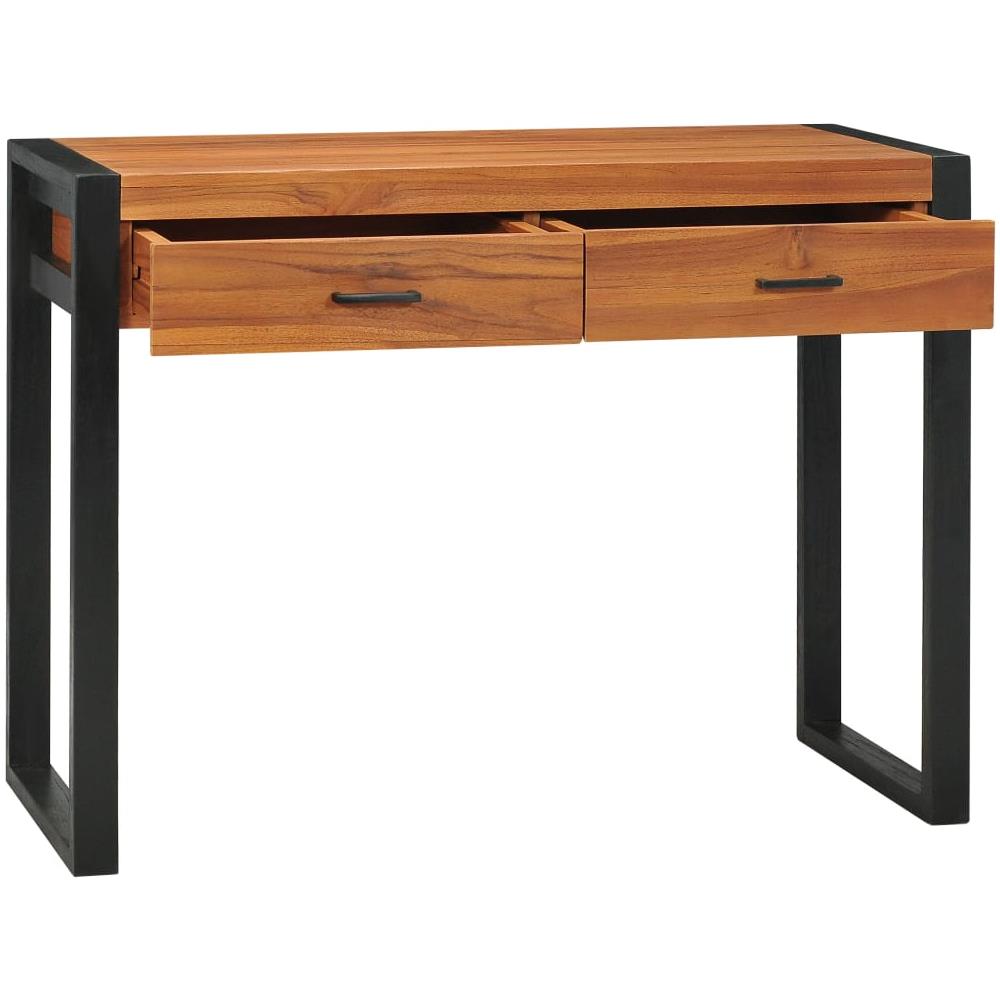 Scrivania con 2 Cassetti 100x40x75 cm in Legno di Teak - Foto 2