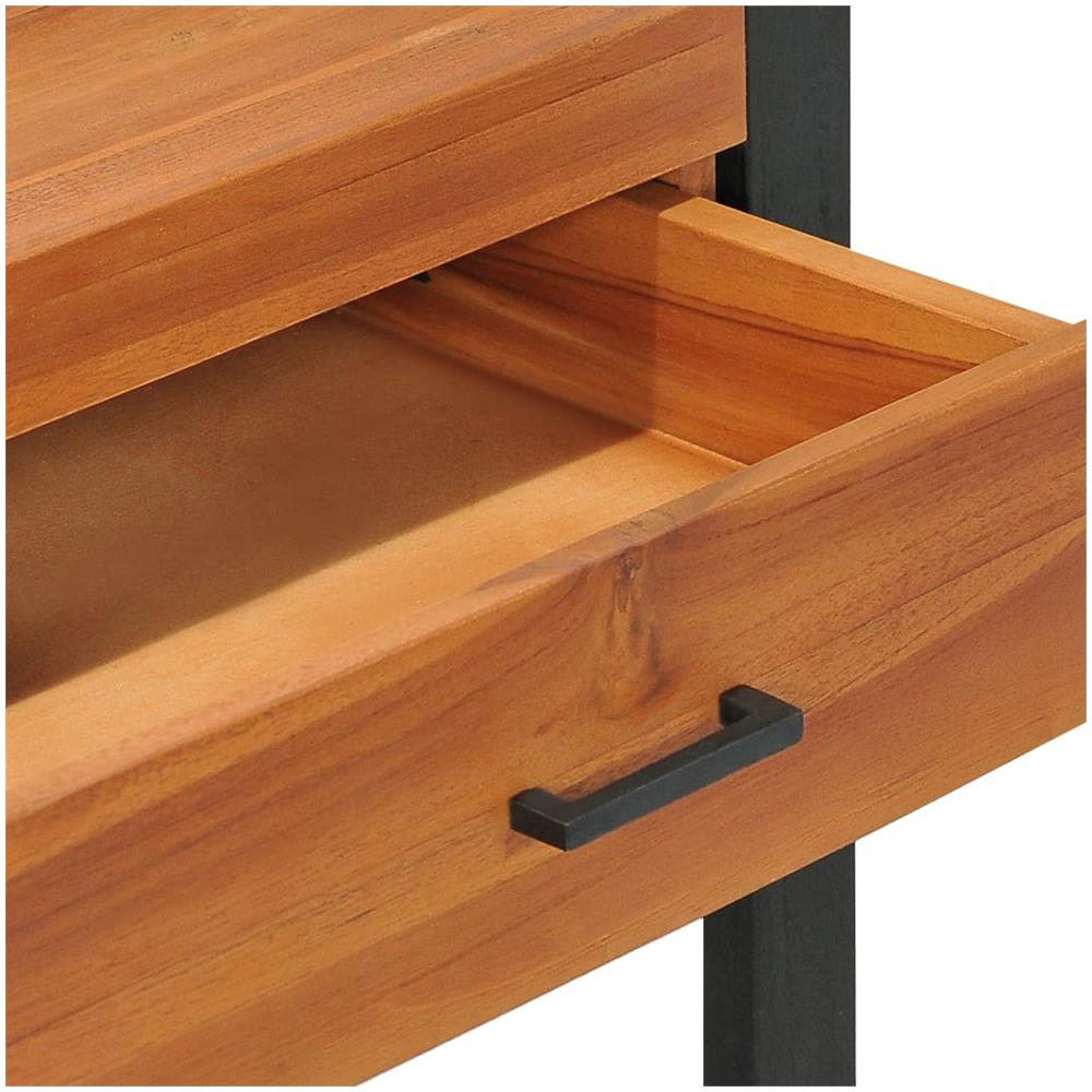 Scrivania con 2 Cassetti 100x40x75 cm in Legno di Teak - Foto 8