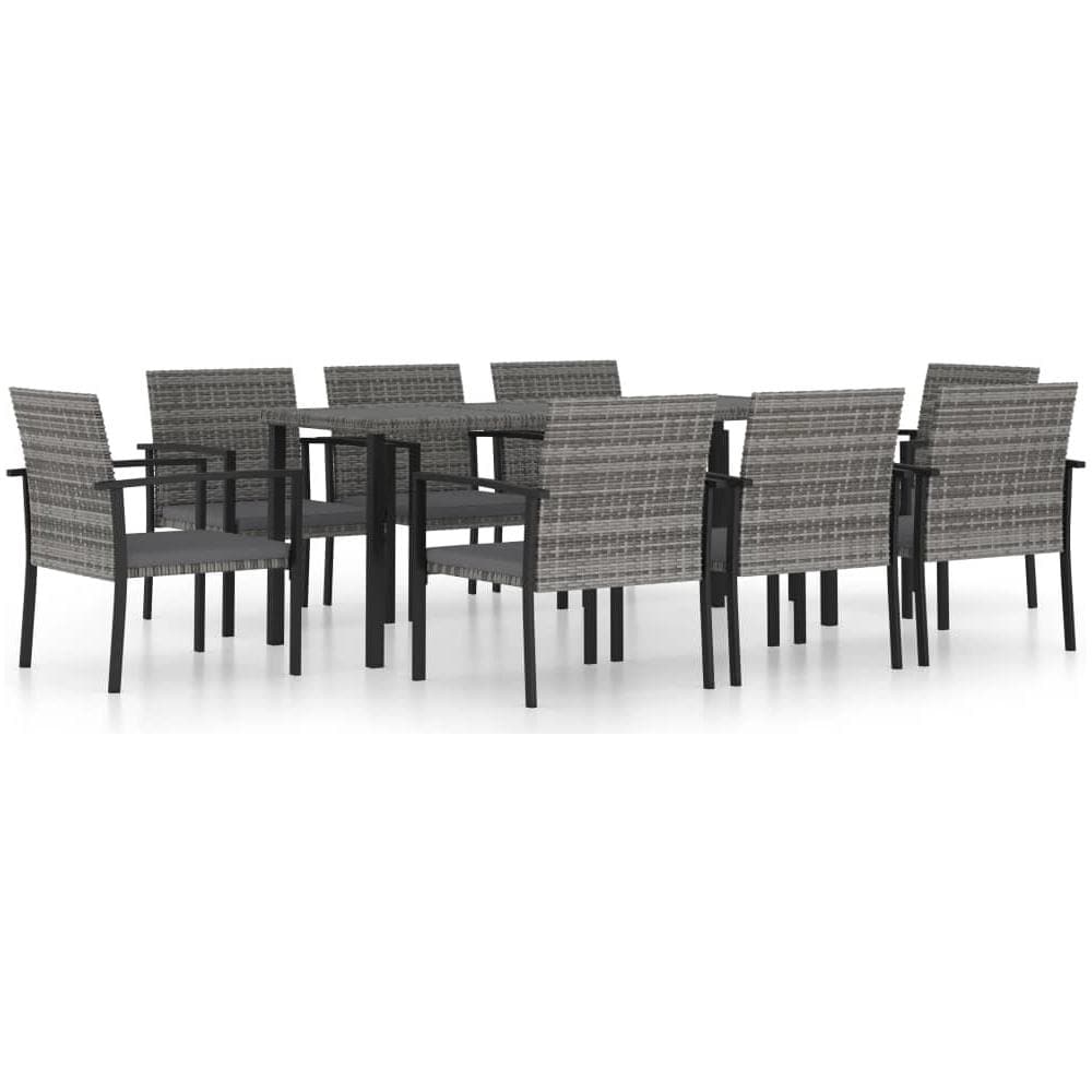 Set da Pranzo da Giardino 9 pz in Polyrattan Grigio - Foto 1