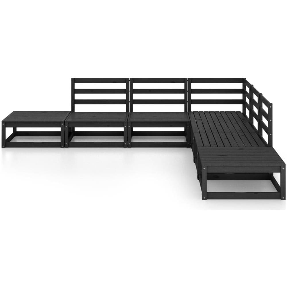Set Divani da Giardino 7 pz Nero in Legno Massello di Pino - Foto 3