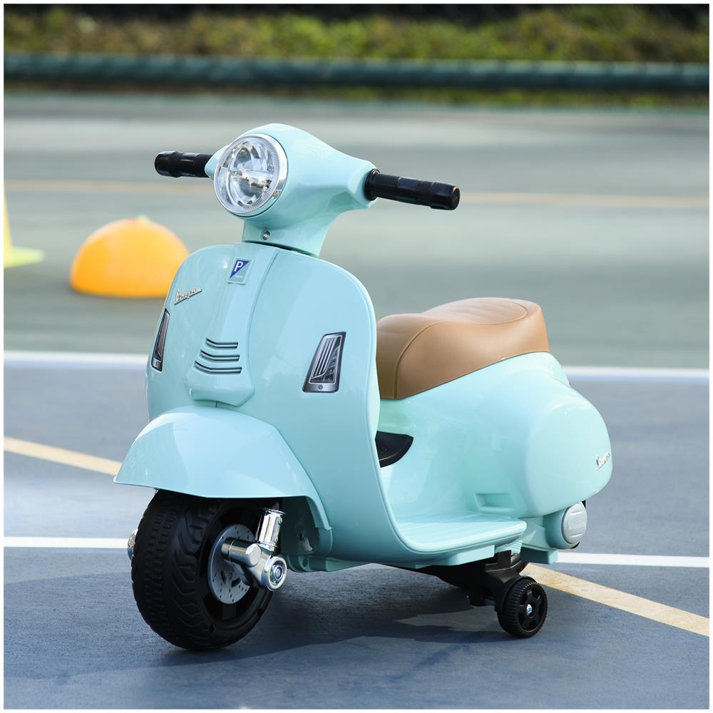 Moto Elettrica Per Bambini Con Licenza Ufficiale Vespa Batteria 6v, Fari E Clacson, Per Bimbi Da 18-36 Mesi, Verde, 66.5x38x52cm - Foto 8