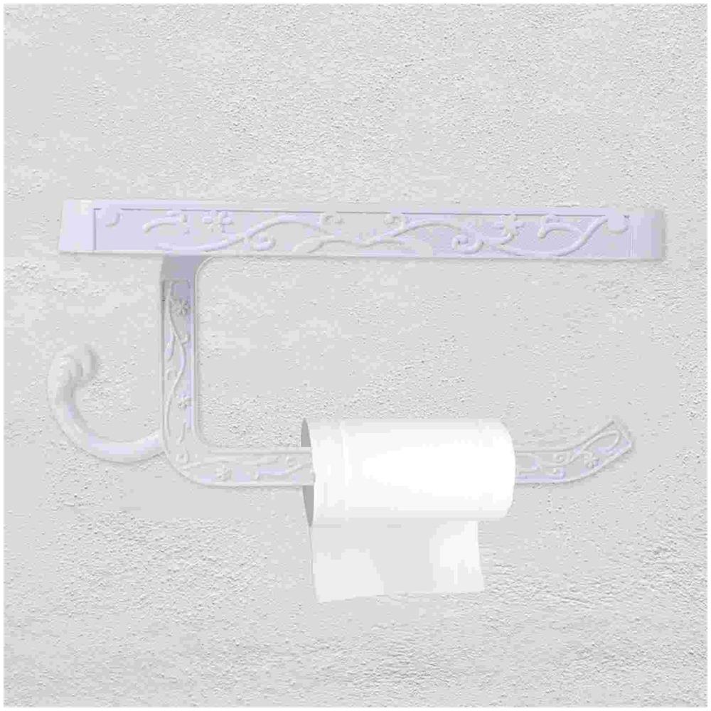 Portarotolo da parete, triplo distributore di taglio, portarotolo con lame affilate, taglia-pellicola con ripiano per totale di 3 rotoli, bagno 39 x 10 x 24 cm(bianca