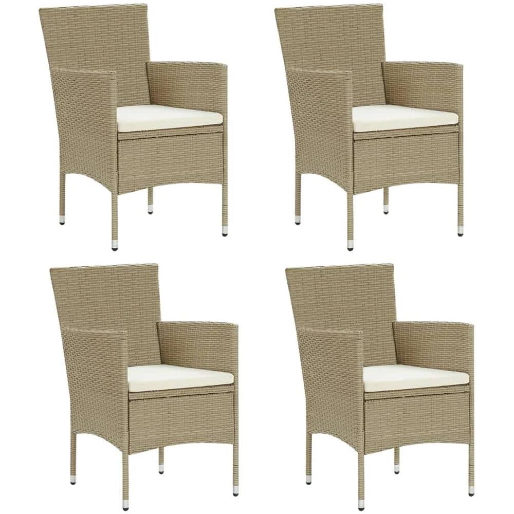 Set Pranzo Da Giardino 5 Pz Con Cuscini In Polyrattan Beige - Foto 3