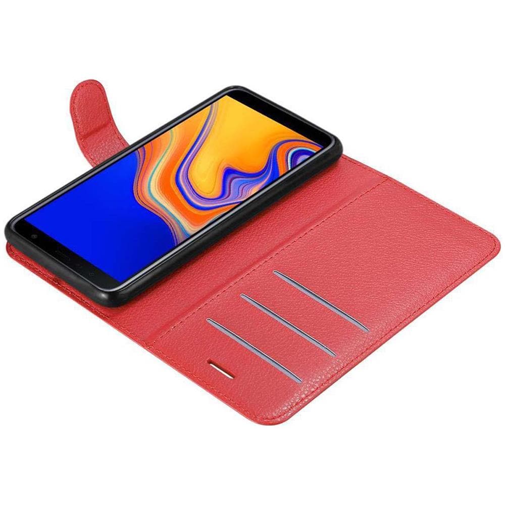 Custodia Compatibile Con Samsung Galaxy J6 Plus In Rosso Carminio - Coperchio Protettiva Con Chiusura Magnetica, Funzione Stand E Tasca Per Le Carte - Foto 8