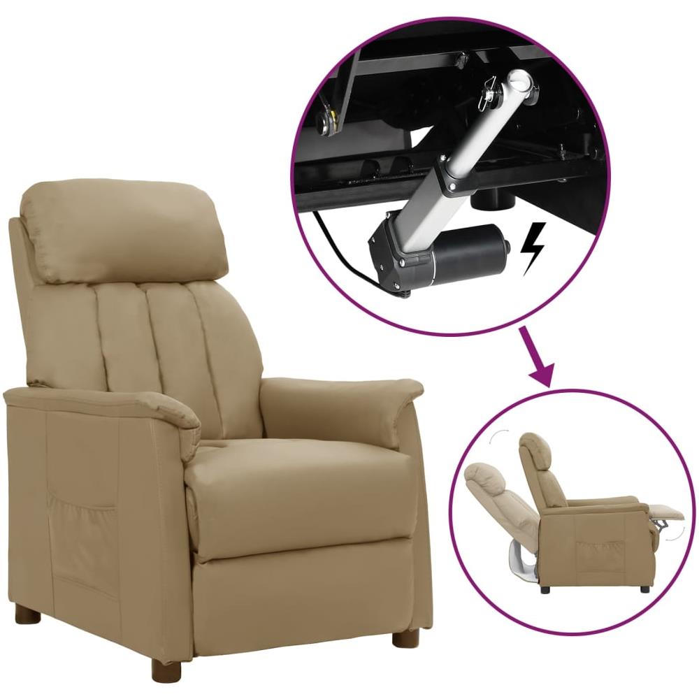 vidaXL Poltrona Alzapersone Massaggi Reclinabile Cappuccino Similpelle 