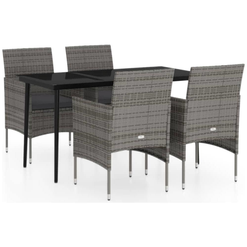 Set Da Pranzo Da Giardino Grigio E Nero 5 Pz Con Cuscini - Foto 2