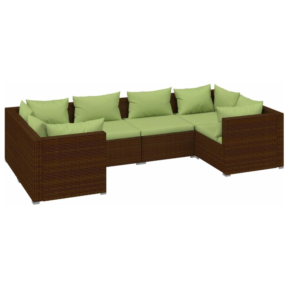 Set Da Giardino 6 Pz Con Cuscini In Polyrattan Marrone - Foto 1