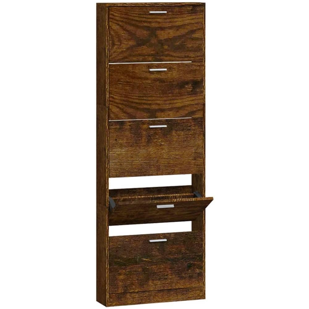 Scarpiera Rovere Fumo 59x17x169 Cm In Legno Multistrato - Foto 2